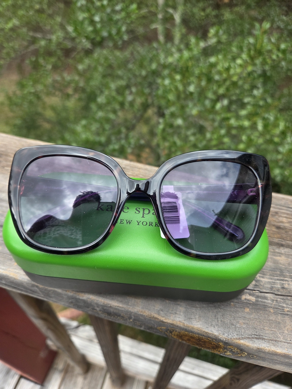 kate spade Black Oversized Square Sunglasses with Gradient Lenses